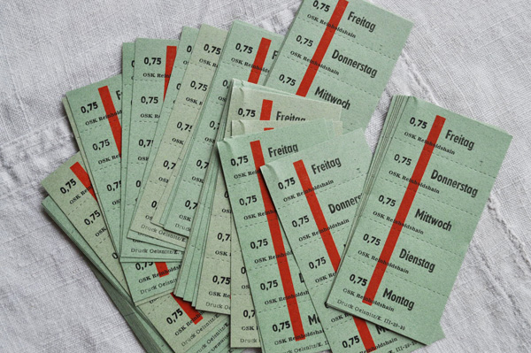 ドイツ・ヴィンテージ ミールクーポンチケット（食券）/グリーン×赤ライン/20枚set